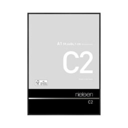 Nielsen C2 Brushed Black Aluminium Picture Frame A1, 59.4X84.1Cm - With Float Glass And Push/turn Clips