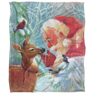 Jq Licensing Silky Fawn Santa Claus Christmas Supersoft Blanket Multicoloured (152Cm X 127Cm) - image 1