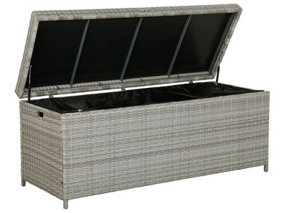 Beliani Grey Faux Rattan Outdoor Storage Box 158 X 63 X 66 Cm - image 1