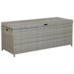 Beliani Grey Faux Rattan Outdoor Storage Box 158 X 63 X 66 Cm - thumbnail 3