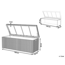 Beliani Grey Faux Rattan Outdoor Storage Box 158 X 63 X 66 Cm - thumbnail 4