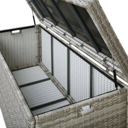 Beliani Grey Faux Rattan Outdoor Storage Box 158 X 63 X 66 Cm - thumbnail 6