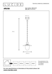 Lucide Aruba Cottage Pendant Light Outdoor - 25Cm - 1Xe27 - Ip44 - Rust Brown - Special Offer - thumbnail 4