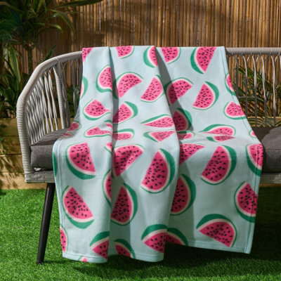 OHS Watermelon Fleece Throw Bedspread Sofa Chair Garden Travel Soft Warm Car Blanket - image 1