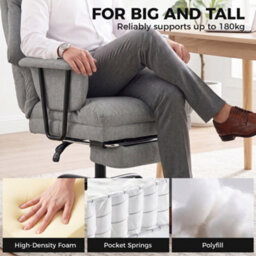 Homcom 180Kg Office Chair, Desk Chair With Lumbar Support, Grey - thumbnail 5
