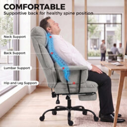 Homcom 180Kg Office Chair, Desk Chair With Lumbar Support, Grey - thumbnail 7