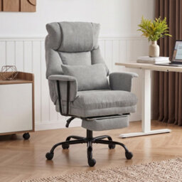 Homcom 180Kg Office Chair, Desk Chair With Lumbar Support, Grey - thumbnail 2