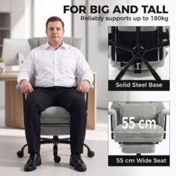 Homcom 180Kg Office Chair, Desk Chair With Lumbar Support, Grey - thumbnail 4