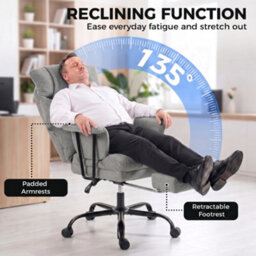 Homcom 180Kg Office Chair, Desk Chair With Lumbar Support, Grey - thumbnail 8