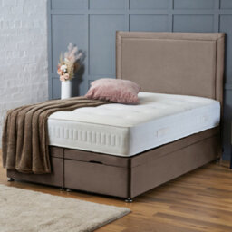 Bsspoke Luxury Ottoman Divan Bed Mink Velvet With Orthopaedic Mattress 138Cm Headboard End Lift Up Storage Available In All Sizes - thumbnail 1
