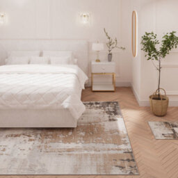 Loomed Beige Soft Abstract Modern Living Room Area Rug - 150 X 80Cm - thumbnail 4