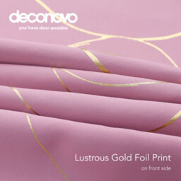 Deconovo Window Treatment Eyelet Room Darkening Curtains, Gold Wave Foil Printed Blackout Curtains, W52 X L84 Inch, Pink, 1 Pair - thumbnail 8