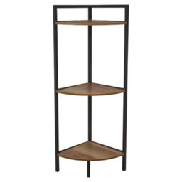 Urbn-Living 3 Tier Metal & Mdf Rustic Corner Cabinet Free Standing Bookcase Shelving Display - thumbnail 2