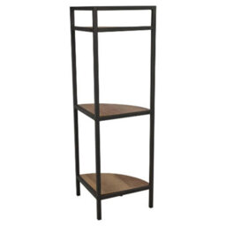 Urbn-Living 3 Tier Metal & Mdf Rustic Corner Cabinet Free Standing Bookcase Shelving Display - thumbnail 5