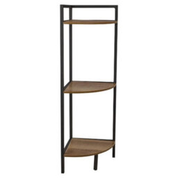 Urbn-Living 3 Tier Metal & Mdf Rustic Corner Cabinet Free Standing Bookcase Shelving Display - thumbnail 3