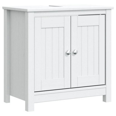 Berkfield Rustic Bathroom Sink Cabinet Berg White 60X34X59 Cm Solid Wood Pine