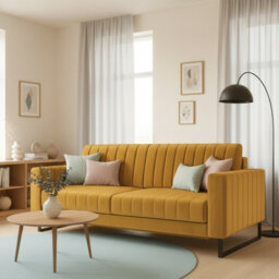 Loft Sb Yellow Sofa Bed With Storage And Spring Mattress Practical Sleeper Sofa For Modern Spaces - thumbnail 1