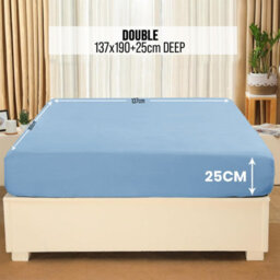 Aspire Homeware Light Blue Fitted Sheet-(25Cm) Deep Hotel Quality -Breathable Fitted Bed Sheets Double (L)190Cm X (W)137Cm - thumbnail 7