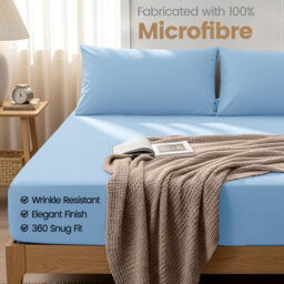 Aspire Homeware Light Blue Fitted Sheet-(25Cm) Deep Hotel Quality -Breathable Fitted Bed Sheets Double (L)190Cm X (W)137Cm - thumbnail 8
