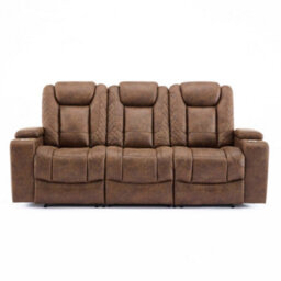 More4Homes Ashton 3 Seater Fabric Auto Recliner Sofa Brown - thumbnail 6