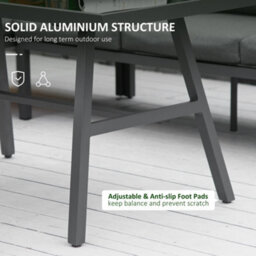 Outsunny 8-Seater Aluminium Garden Dining Sofa Furniture Set With Cushions - thumbnail 6