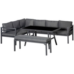 Outsunny 8-Seater Aluminium Garden Dining Sofa Furniture Set With Cushions - thumbnail 2