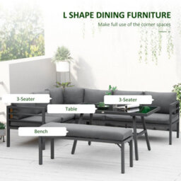 Outsunny 8-Seater Aluminium Garden Dining Sofa Furniture Set With Cushions - thumbnail 4
