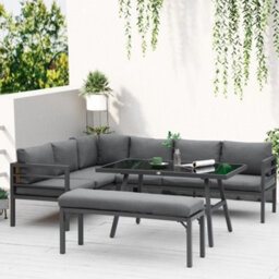 Outsunny 8-Seater Aluminium Garden Dining Sofa Furniture Set With Cushions