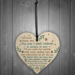 Red Ocean Christmas Memorial Christmas Decoration For Mum Nan Dad Grandad Wood Heart - thumbnail 2