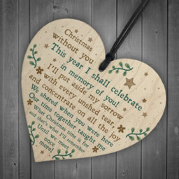 Red Ocean Christmas Memorial Christmas Decoration For Mum Nan Dad Grandad Wood Heart - thumbnail 6