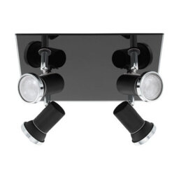 Stylish Black Chrome Flush Ceiling Light With Clear Glass Shade And Gu10 Bulbs - thumbnail 1