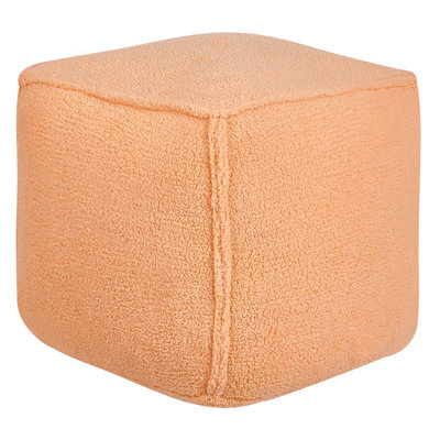 Beliani Orange 40Cm Square Teddy Bouclé Pouffe - Fluffy Footstool, Lightweight And Ready To Use - image 1