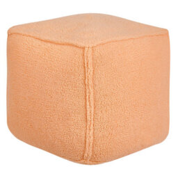 Beliani Orange 40Cm Square Teddy Bouclé Pouffe - Fluffy Footstool, Lightweight And Ready To Use - thumbnail 1