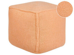 Beliani Orange 40Cm Square Teddy Bouclé Pouffe - Fluffy Footstool, Lightweight And Ready To Use - thumbnail 3