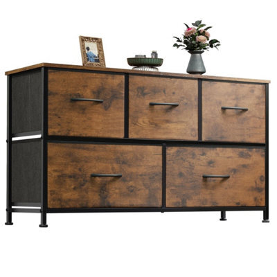 5 Drawer Fabric Chest Of Drawers Bedroom Dresser Storage Cabinet Organizer Unit - image 1