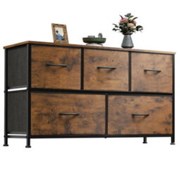 5 Drawer Fabric Chest Of Drawers Bedroom Dresser Storage Cabinet Organizer Unit - thumbnail 1