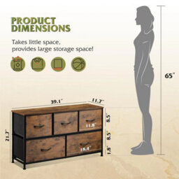 5 Drawer Fabric Chest Of Drawers Bedroom Dresser Storage Cabinet Organizer Unit - thumbnail 2