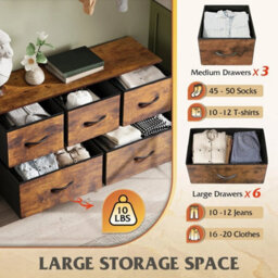 5 Drawer Fabric Chest Of Drawers Bedroom Dresser Storage Cabinet Organizer Unit - thumbnail 4