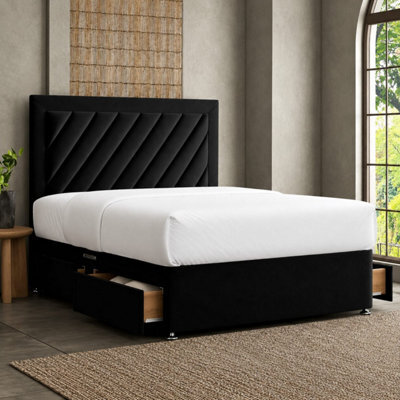Luxury Upholstered Divan Bed With Side Storage Drawers & Tall Headboard - image 1