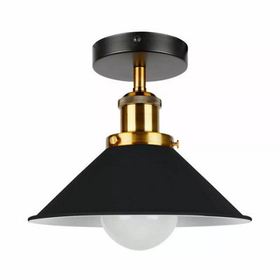 Semi Flush Mount Ceiling Light Fixture For Hallway, Kitchen, Bedroom, Living Room Metal E27 Base 22Cm Cone Lampshade Easy Fit - image 1