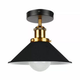 Semi Flush Mount Ceiling Light Fixture For Hallway, Kitchen, Bedroom, Living Room Metal E27 Base 22Cm Cone Lampshade Easy Fit
