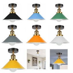 Semi Flush Mount Ceiling Light Fixture For Hallway, Kitchen, Bedroom, Living Room Metal E27 Base 22Cm Cone Lampshade Easy Fit - thumbnail 3