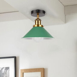 Semi Flush Mount Ceiling Light Fixture For Hallway, Kitchen, Bedroom, Living Room Metal E27 Base 22Cm Cone Lampshade Easy Fit - thumbnail 2