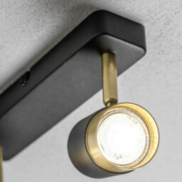 CGC Lighting Cgc Orio Black And Brushed Gold Double Two Head Gu10  Adjustable Ceiling Spot Light Bar - thumbnail 2