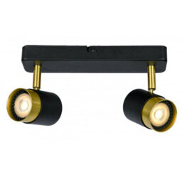 CGC Lighting Cgc Orio Black And Brushed Gold Double Two Head Gu10  Adjustable Ceiling Spot Light Bar - thumbnail 4