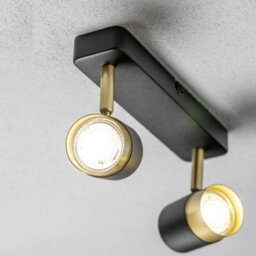 CGC Lighting Cgc Orio Black And Brushed Gold Double Two Head Gu10  Adjustable Ceiling Spot Light Bar