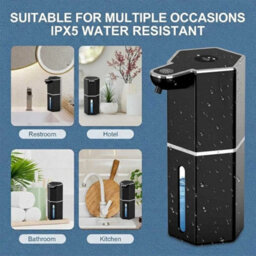 Black 360Ml Automatic Soap Dispenser Touchless Gel Sanitizer Sensor Usb Rechargeable - thumbnail 5