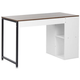 Beliani Home Desk 120 X 60 Cm - Dark Brown Melamine Top, Black Metal Legs - thumbnail 5