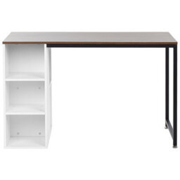 Beliani Home Desk 120 X 60 Cm - Dark Brown Melamine Top, Black Metal Legs - thumbnail 3