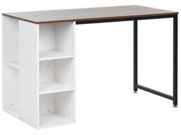 Beliani Home Desk 120 X 60 Cm - Dark Brown Melamine Top, Black Metal Legs - thumbnail 2